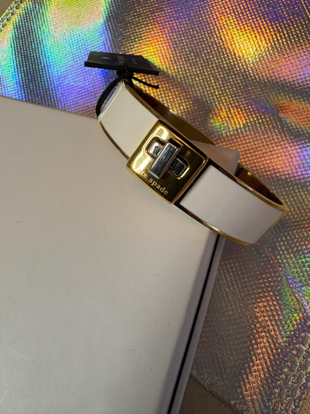 Kate Spade Phoebe Gold-Tone White Enamel Bracelet